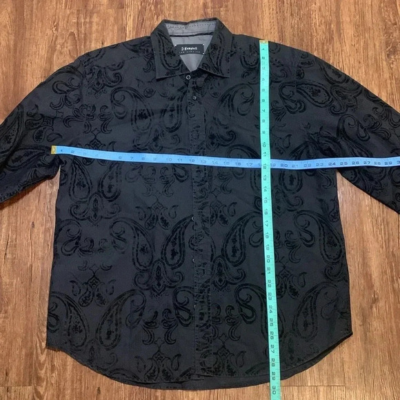 J. Campbell Los Angeles Men’s Paisley Black Button Down Shirt XL - Picture 2 of 6